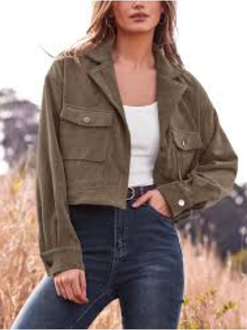 Altar'd State Olive Cropped Utility Jacket